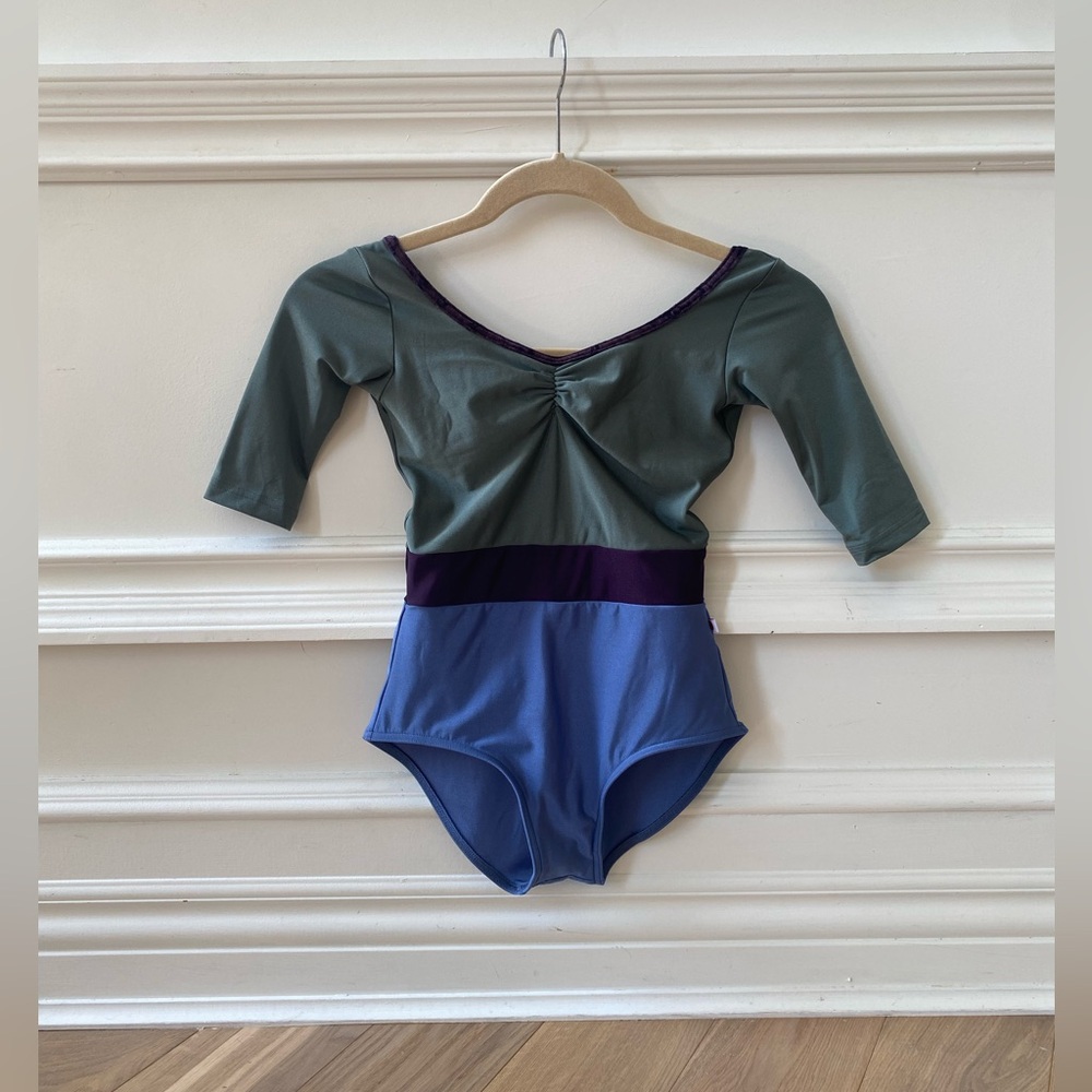 Yumiko “Lucy” Nylon Leotard Sage/Eggplant/Arctic - Small